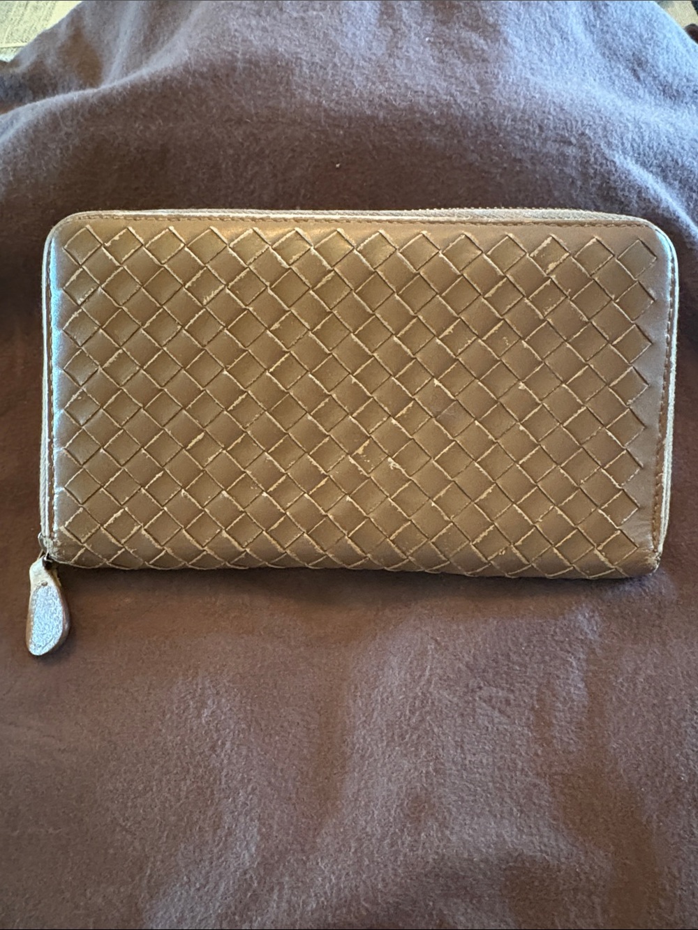Bottega Veneta Zip-Around Leather oversized Wallet — Taupe